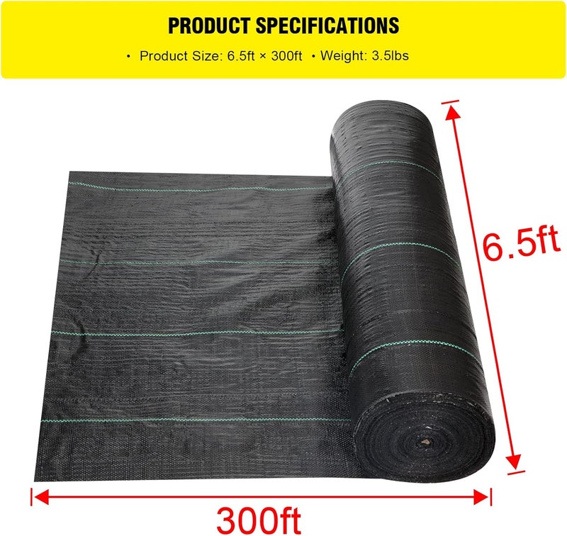 DWALE Driveway Fabric 6.5x300 ft - Commercial Weed Barrier, Heavy Duty 3.5OZ Landscape Fabric for Road, French Drain, Erosion Control, Construction Projects - Image 2